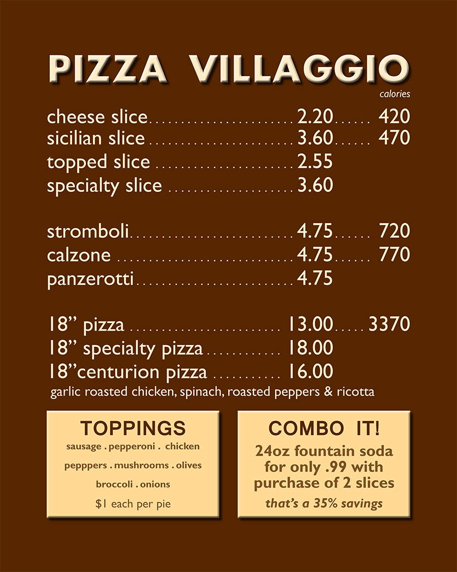 Pizza Menu