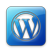Stylized WordPress logo in lighter blue