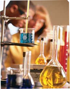 Image of a chemistry lab with 2 techs
