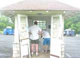 Image of guard shack being worked on