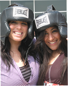 Image of 2 students with head gear on