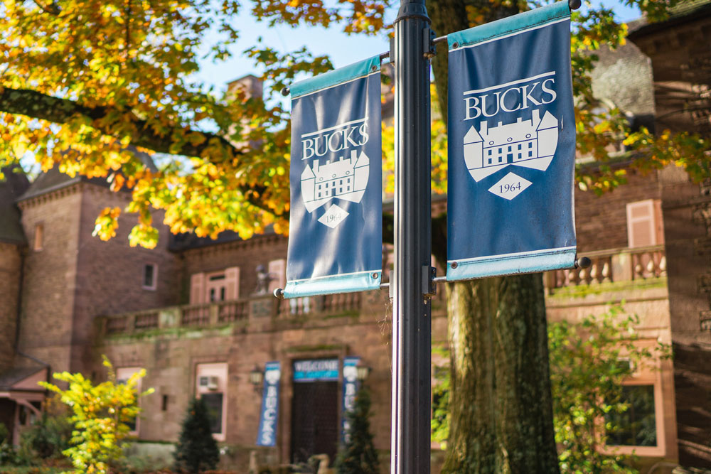 College banners in fall