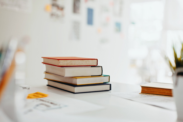 books sitting on table