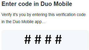 Enter Duo Mobile Code screen shot