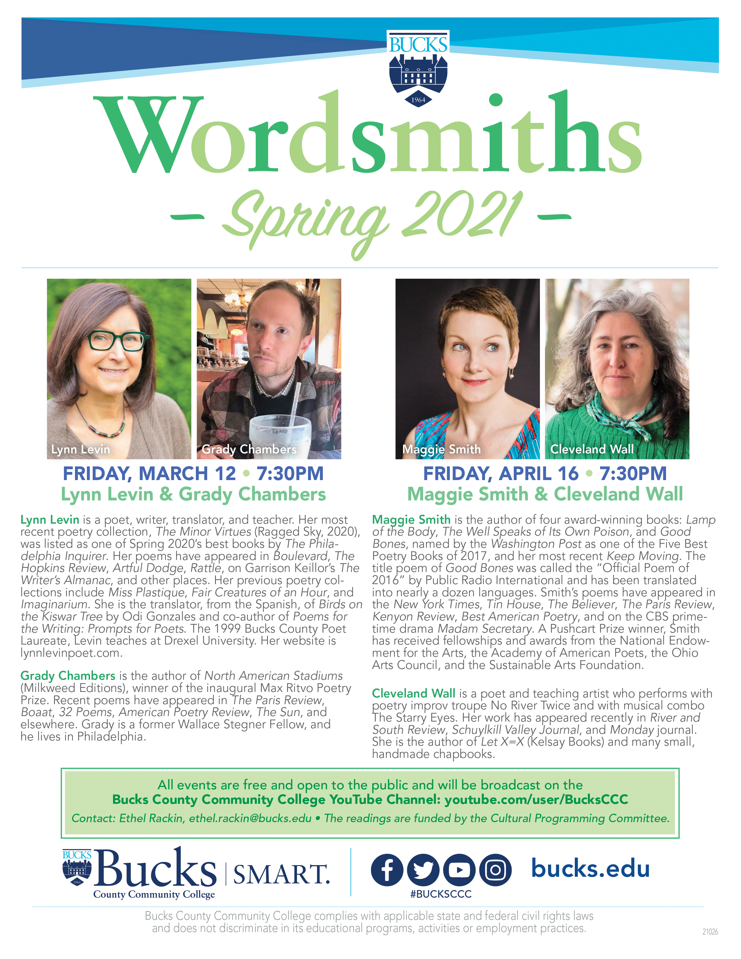 Wordsmiths Reading Series Academics Bucks County Community College