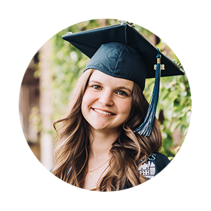 Kristina Novak in graduation cap and gown