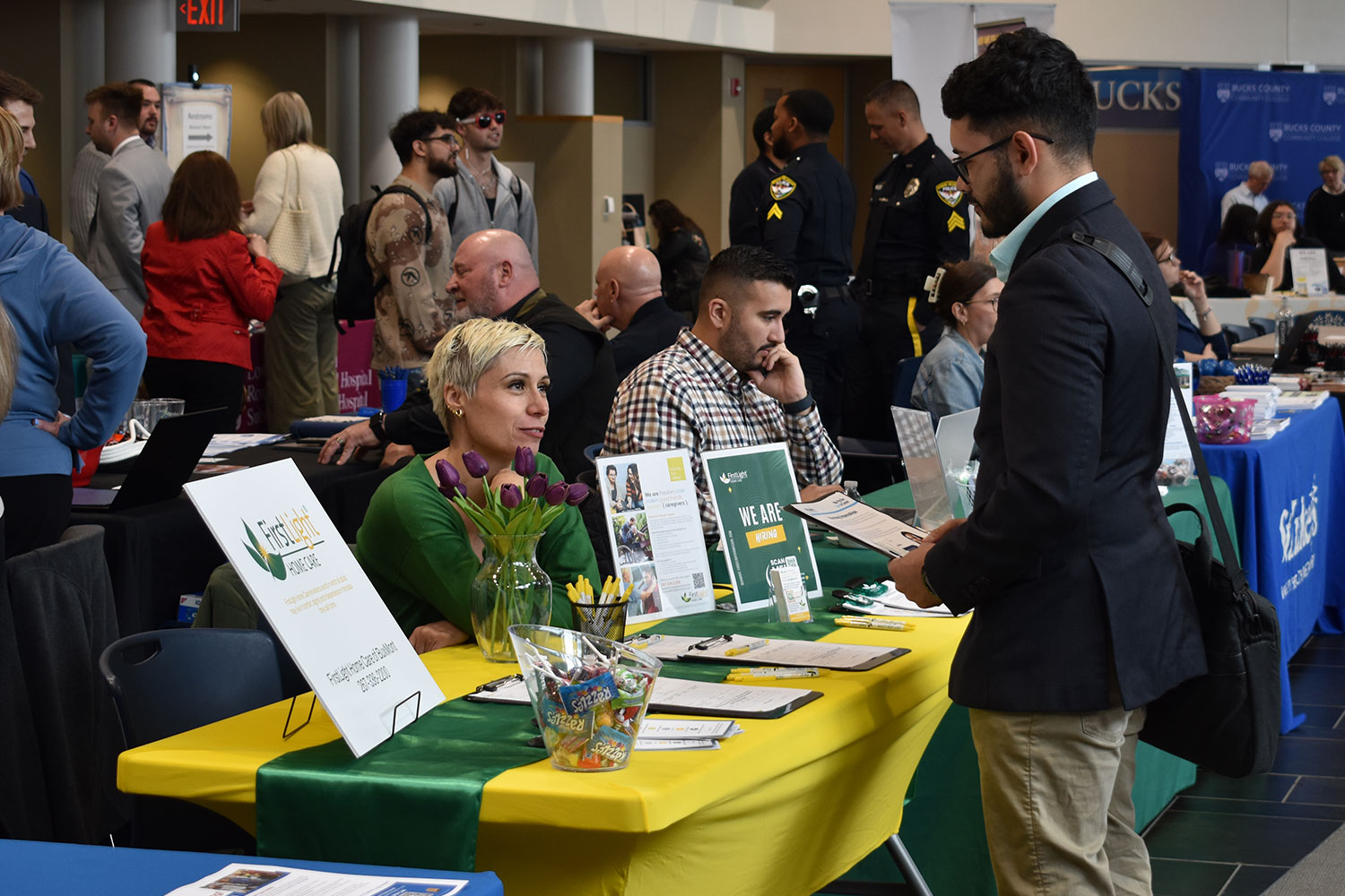 Job seekers visit with potential employers at Bucks Career Fair