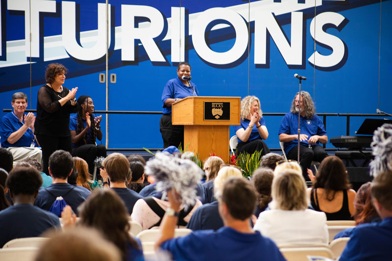Dr. Ganther speaking to crowd