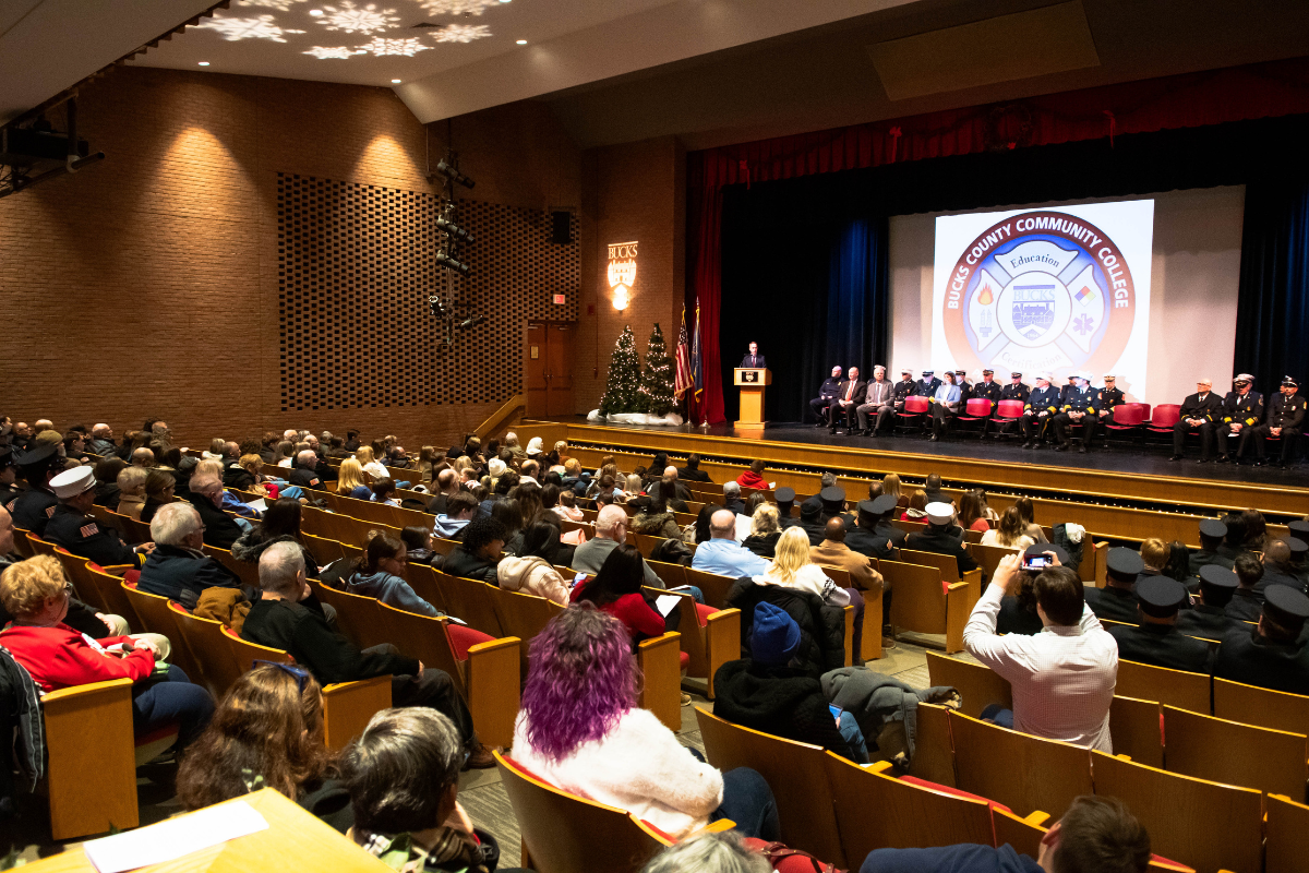 audience attending fire school graduation