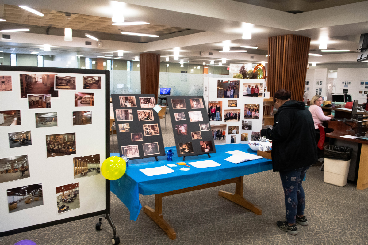 Collage of library photos spanning the libraries history