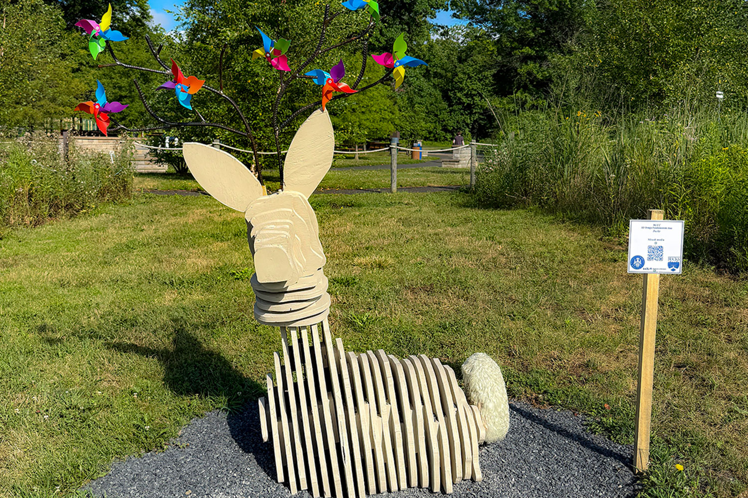 “Bucky,” a mixed media sculpture created by students in Bucks County Community College’s 3D Design Fundamentals Class