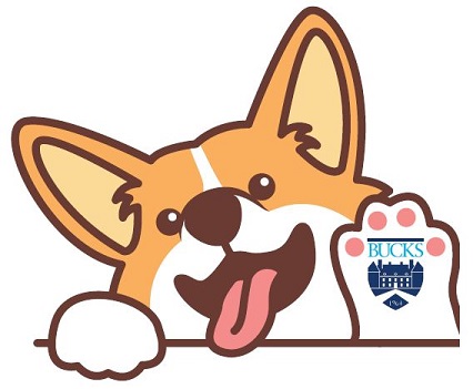 Dog with the Bucks Logo on Paw